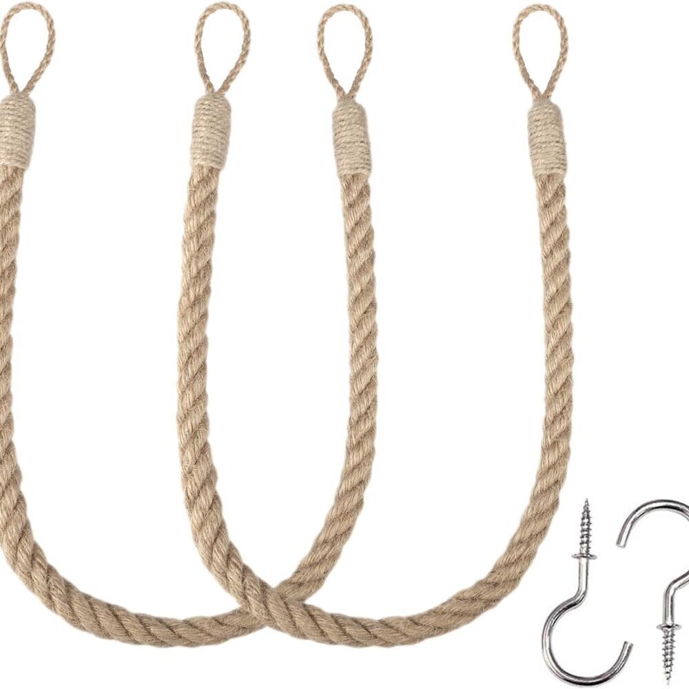 Jute Curtain Tiebacks Ropes Tie-Backs, Handmade Curtain Holdbacks Bohemian Style
